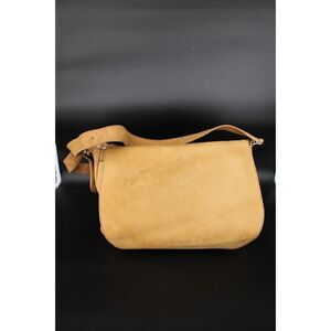 EDDIE BAUER brown leather shoulder messenger laptop bag